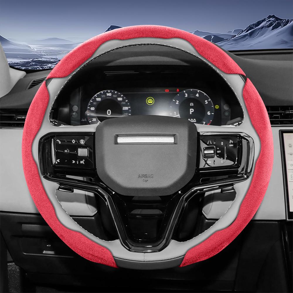 bpzsw1 Suitable for Land Rover Sports Suede Steering Wheel Cover, Split Snap-On Anti-Slip Style, for Models Such as Defender, Range Rover, Evoque, 