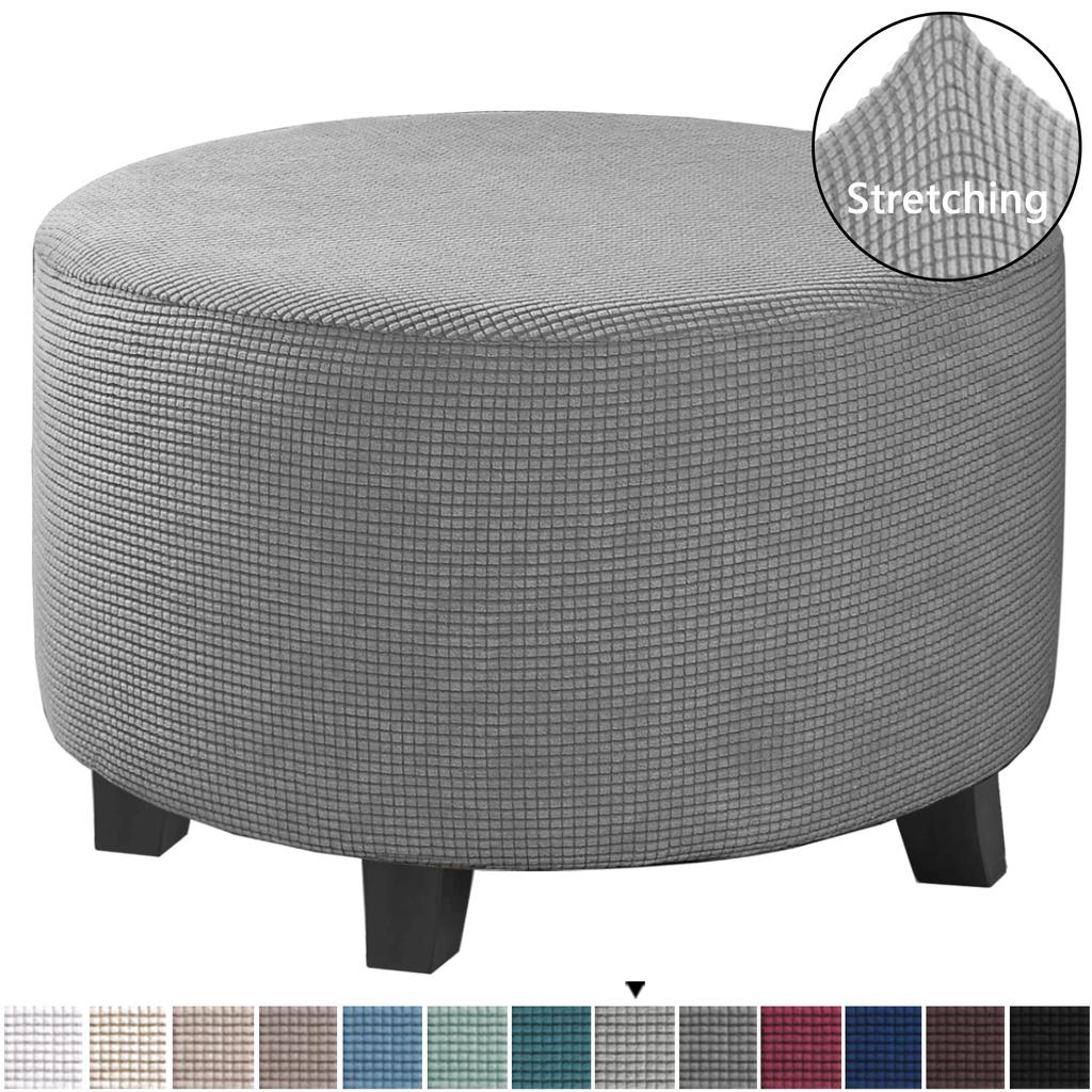 Ottoman Cover Stretch Ottoman Slipcover Round Ottoman Storage Cover Folding Stool Covers for Footrest Ottoman Fit Dia  20"-41" Removable Washable