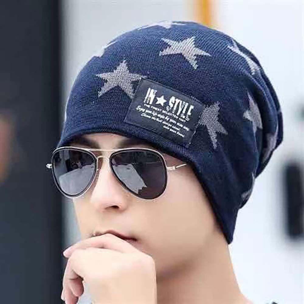 Plush Men's Beanie Cap Star Neck Scarf Hat Fashion Winter Hat Scarf Set Female/Male