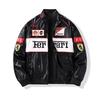 Кожаная куртка мужская вышитая утолщенная кожаная одежда для мотоциклистов бейсбольная из ПУ кожи хлопковая одежда для пар хлопковая куртка для мотоциклистов