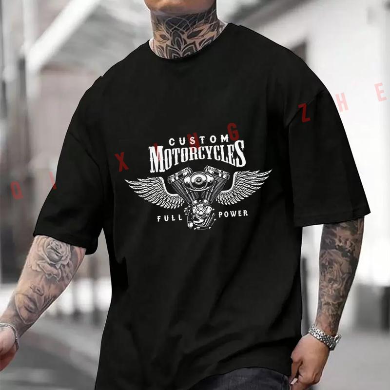 Motorcycles Engine Chopper Biker Bobber Motard Moto Men's And Women's T-shirt Cotton Casual Short-sleeved O-neck Tshirt