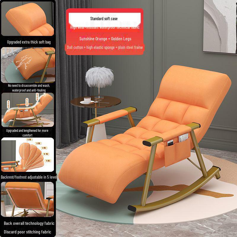 Легкое роскошное кресло-реклайнер: Складное кресло-качалка для гостиной или балкона, идеально подходит для отдыха и обеденных перерывов.