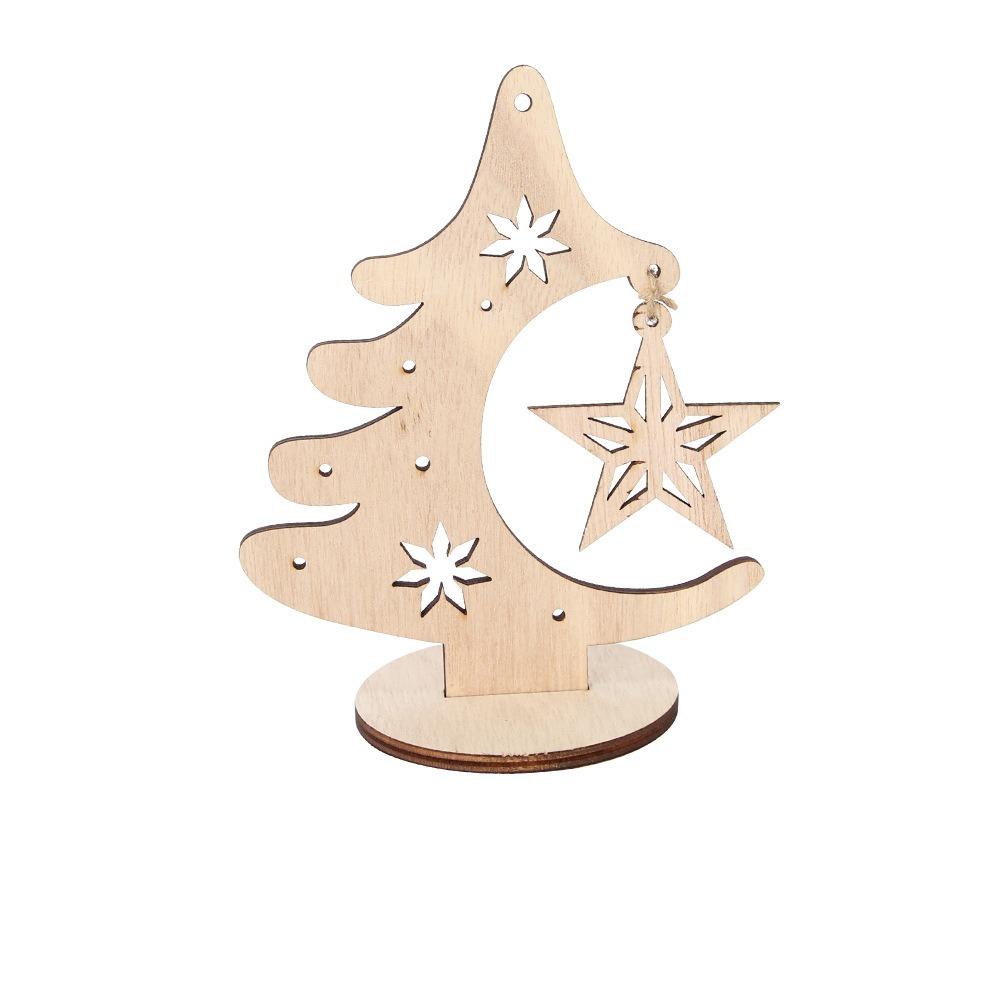 DIY Xmas Tree Ornaments Wooden Merry Christmas Decor Home Desktop Decor