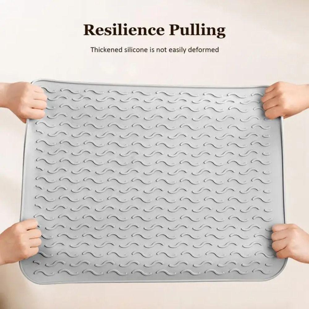 Силиконовый коврик для сушки посуды 40 x 30 см, подкладка для раковины, подставка для кастрюль, тарелок, чашек, коврик для сушки посуды, кухня