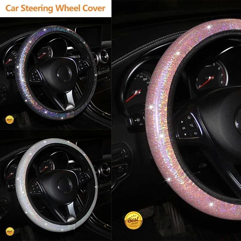 Car Steering Wheel Cover Universal Diamond Blingbling Crystal Set Wheel Car-styling Wheel Woman Diamond Accessories 37-38cm