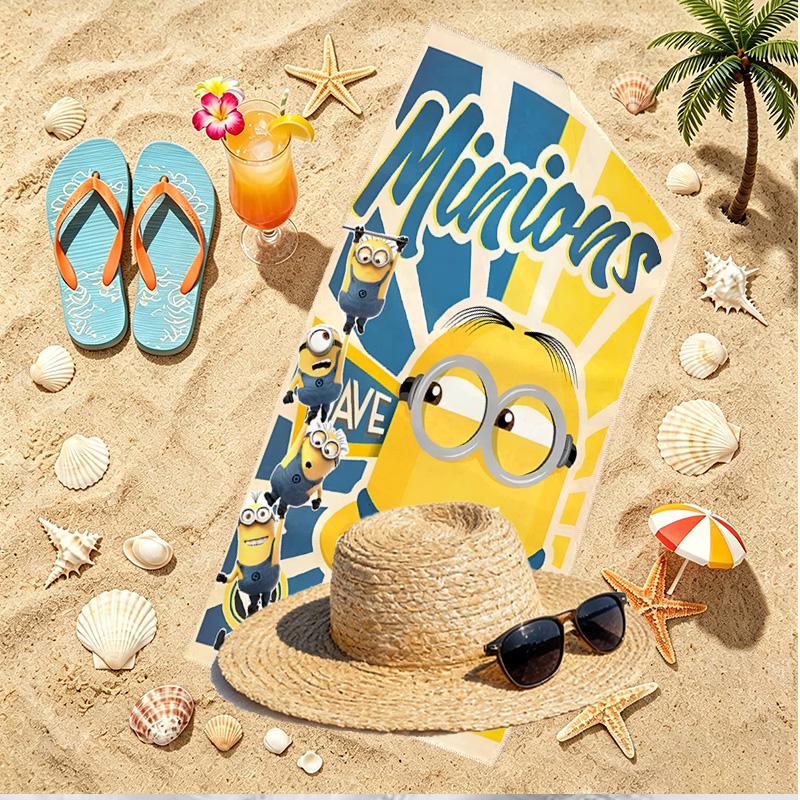 Minions Print Beach Towel, Versatile Lightweight Absorbent Beach Towel for Pool Surf Yoga Bathroom, Perfect Birthday Holiday Gift