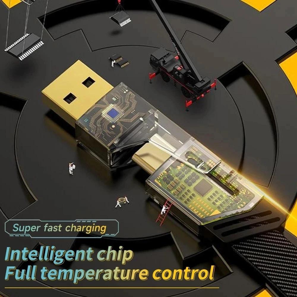 4 в 1 65 Вт PD 27 Вт Кабель USB C для быстрой зарядки для iPhone 15 14 13 12 11 XS XR Samsung Huawei Xiaomi Redmi POCO Realme Type-C Кабель для быстрого зарядного устройства