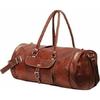 Handmade Genuine Goat Leather Classic Brown Duffle Travel Gym Weekender Luggage