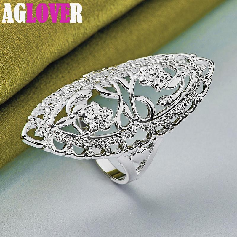 Кольцо из стерлингового серебра 925 пробы с полой резьбой, классические ювелирные изделия