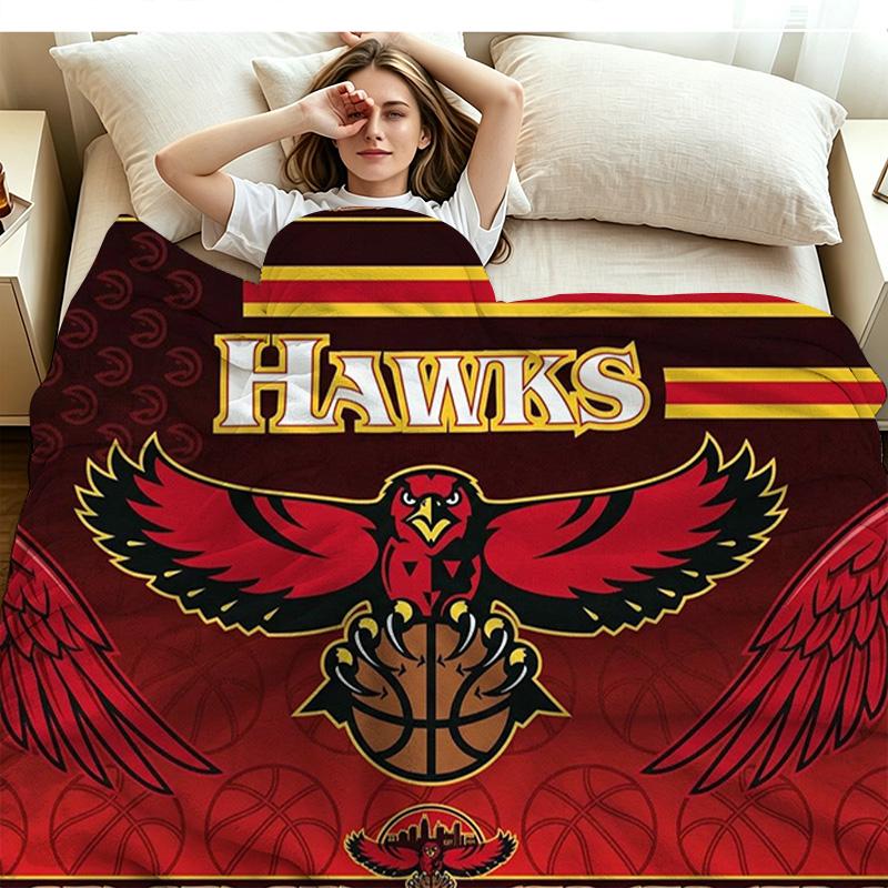 Atlanta Hawks Print Flannel Blanket High Quality Warm Comfortable Cover for All Seasons Perfect for Gifts Home Decor