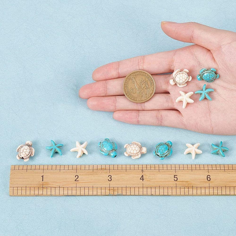 Бусины-разделители с изображением океанских животных, бусины в виде морской черепахи, морской звезды, синтетические бирюзовые бусины в виде морской звезды, черепахи