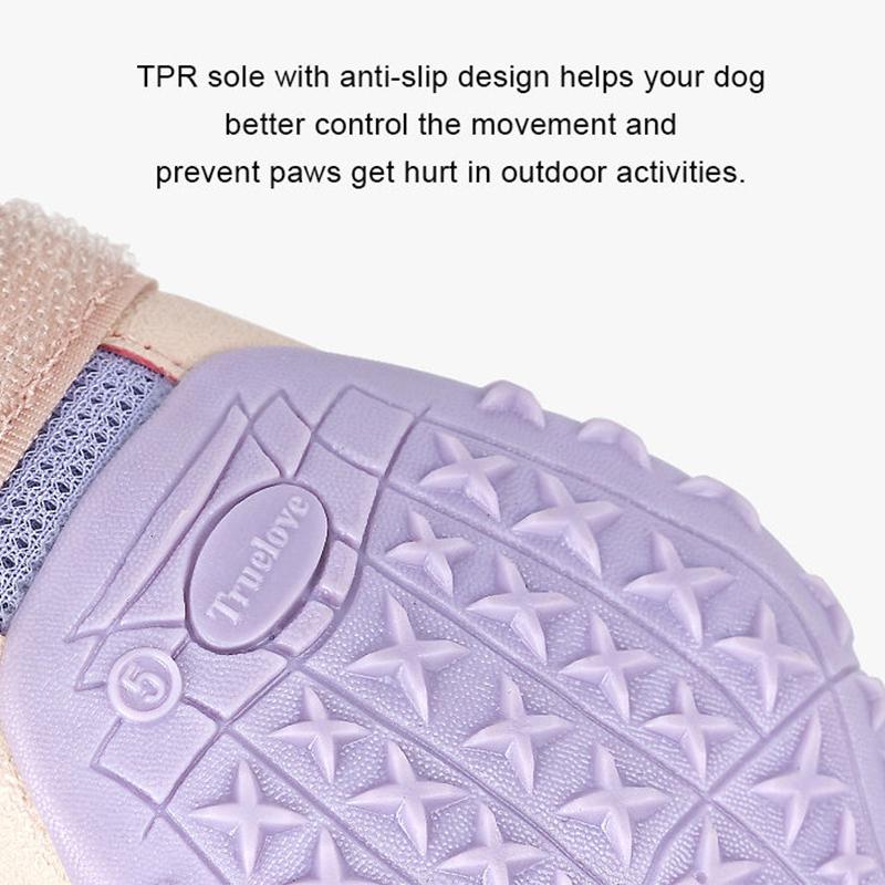Truelove Breathable Dog Shoes with TPR Sole Flexible Protectable Soft Outsole Classic Outdoor Dog Boots All Breed 4Pcs TLS3962