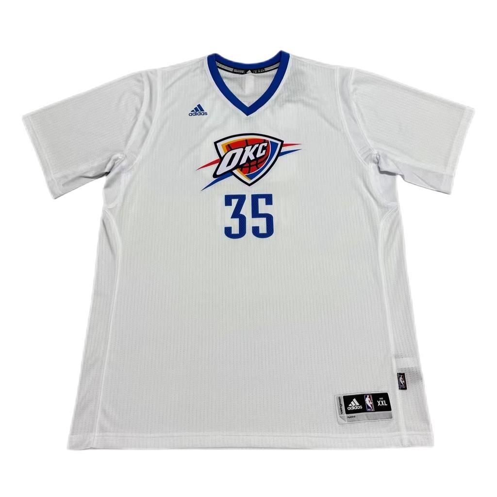 Adidas Баскетбольная майка X NBA Oklahoma City Thunder Durant SW 35 Fan Edition с V-образным вырезом и коротким рукавом, унисекс, белая 7470A-3KN-K91104