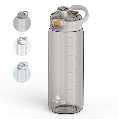 Бутылка для воды SANTECO, 1000 мл, для прямого питья, 1 литр, изготовлена из американского Tritan, без BPA, сверхлегкая, портативная, стильная, легко моется, с