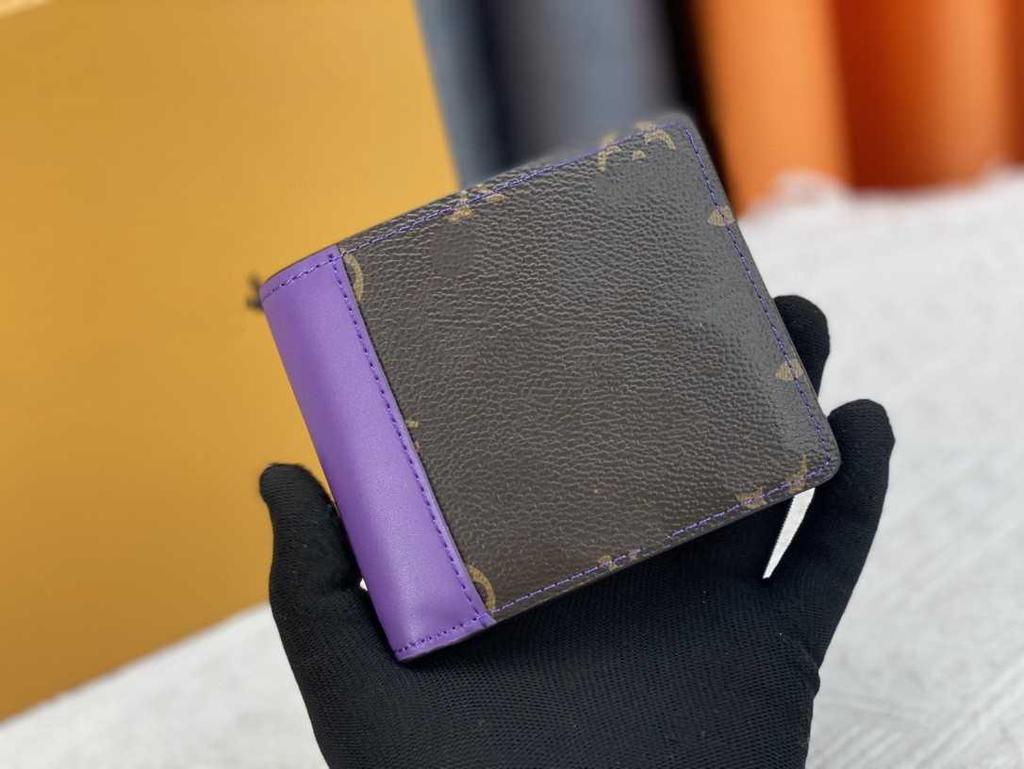 Unisex Genuine Leather Color Block Multi-Card Wallet