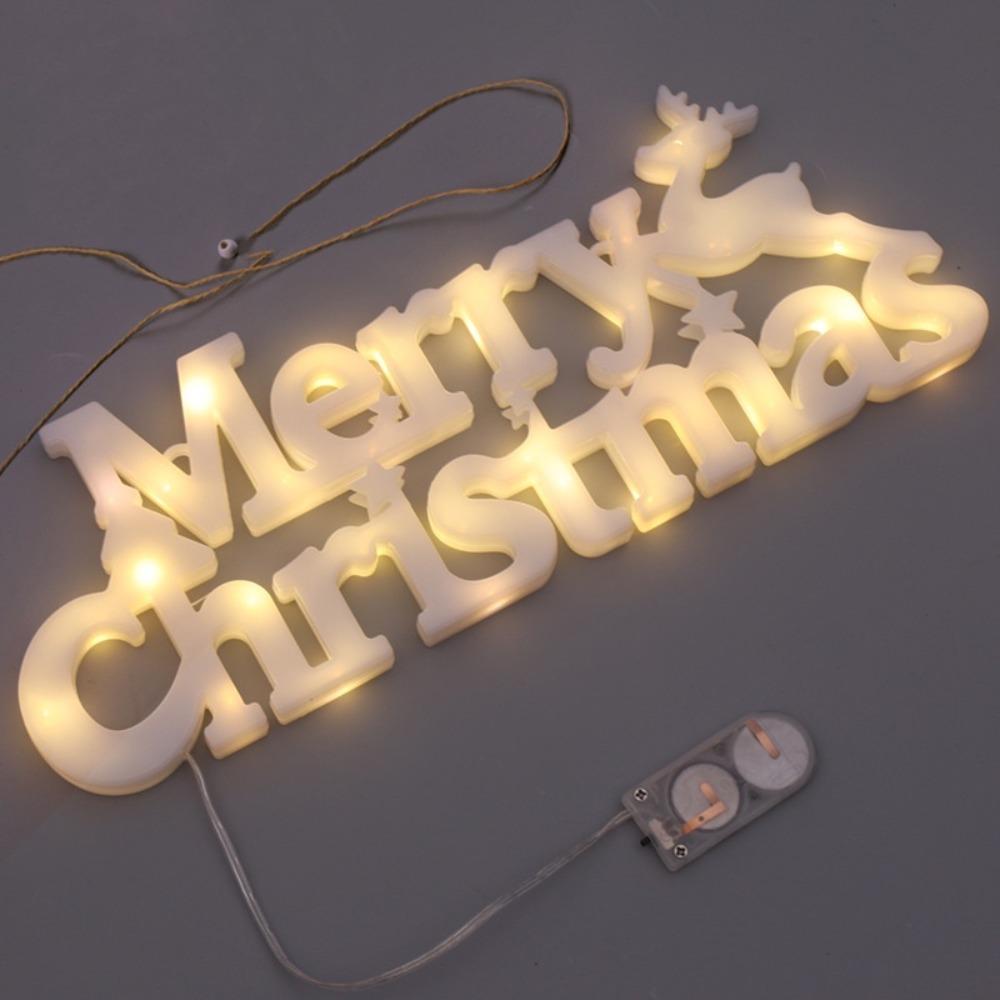 Three-dimensional Christmas Decoration Items Waterproof New Year Merry Christmas Letter Lights Perfect RED Panel