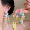 Resin Color Flower Tassel Earrings Sweet Small Fresh Dopamine Stud Earrings Simple Fashion Niche Earrings