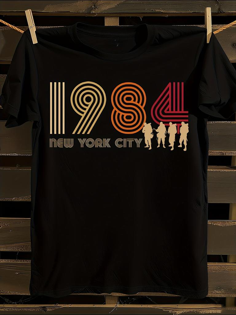 Vintage 1984 New York City Ghosts Graphic T-Shirt Mens Tshirt Womens Tshirts with Letters Print Short Sleeves T-Shirt Casual Street Tee Shirt Top