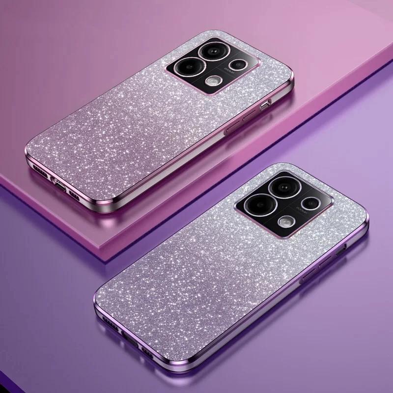 Роскошный блестящий силиконовый чехол с покрытием глиттером для Xiaomi Redmi Note 14 Pro Plus 5G Redmi 14C Защита объектива камеры Мягкая задняя крышка Чехол
