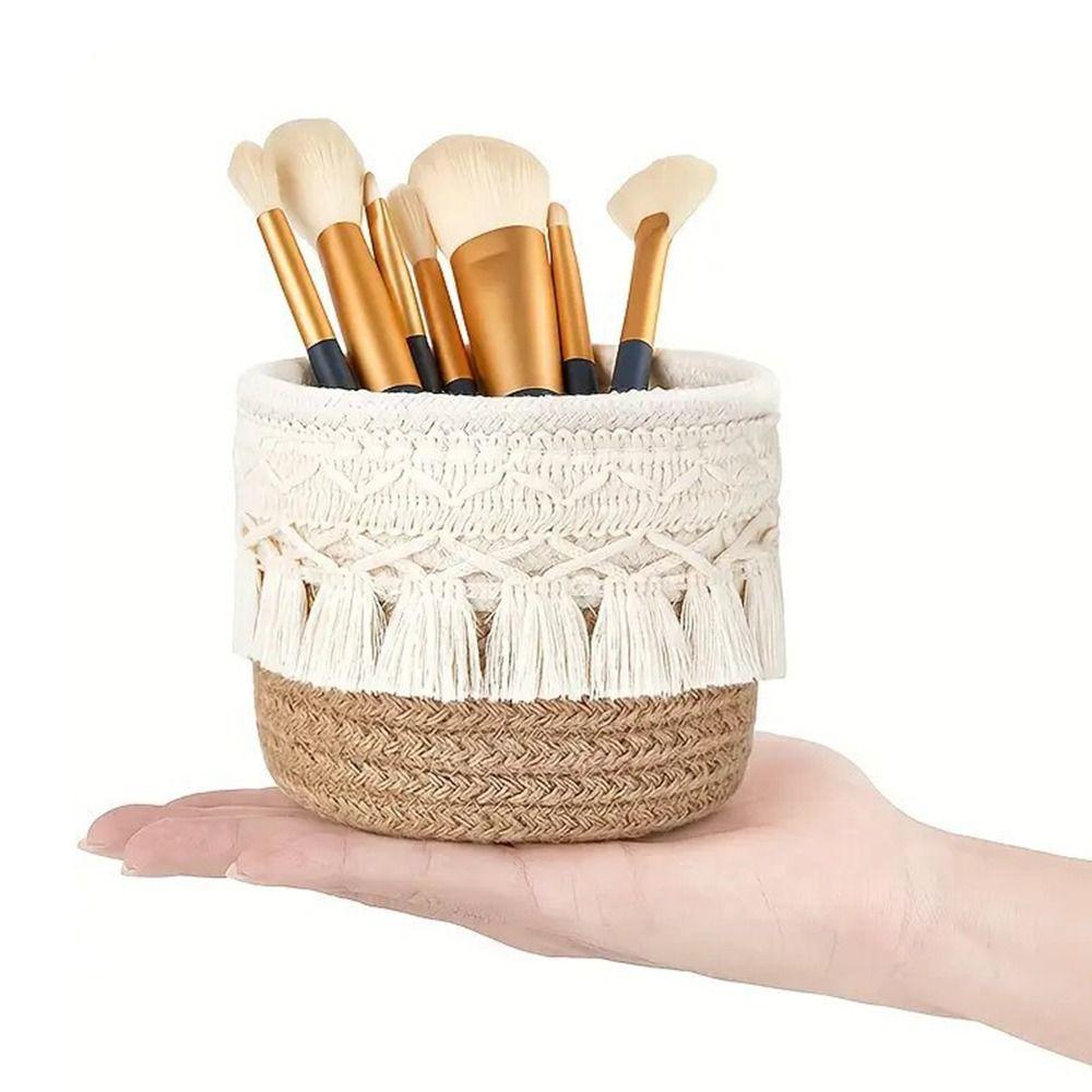 Tassels Makeup Brush Storage Box Cotton Rope Snacks Box Sundries Organizer Basket  Home Decoration