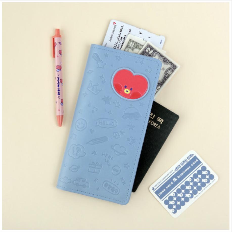 BT21 Большая обложка для паспорта с кожаной нашивкой (7 вариантов)