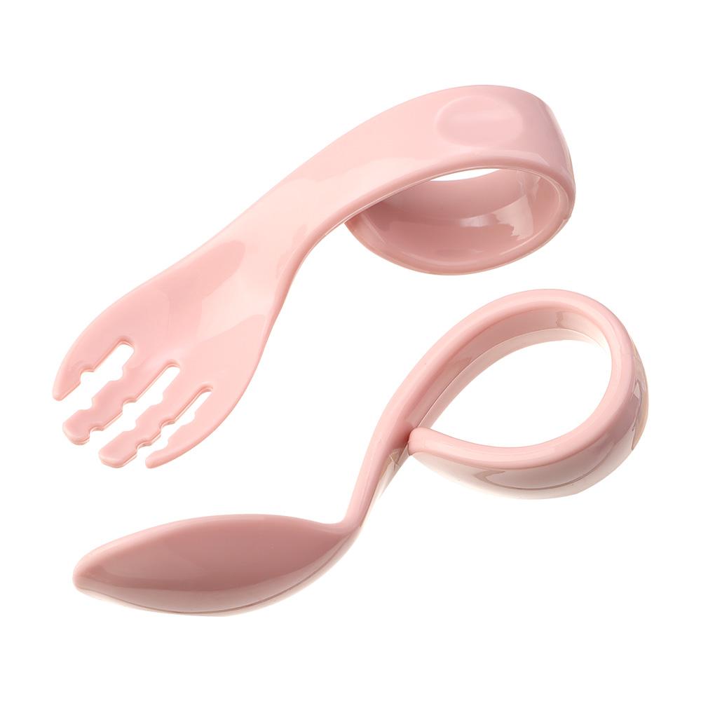 Training Portable Tableware Sets Solid Color Infant Training Twist Fork Spoon Suit 2Pcs/Set Baby