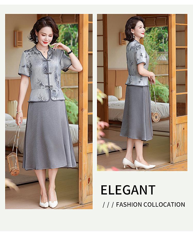 Летнее элегантное платье в китайском стиле для женщин среднего возраста - Дизайн «два в одном»