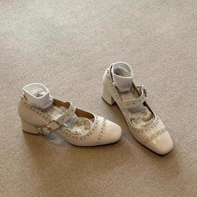 Универсальные туфли-балетки Мэри Джейн с круглым носком женские летние с отделкой гвоздиками синие балетки без каблука удобные не вызывающие усталость модные повседневные