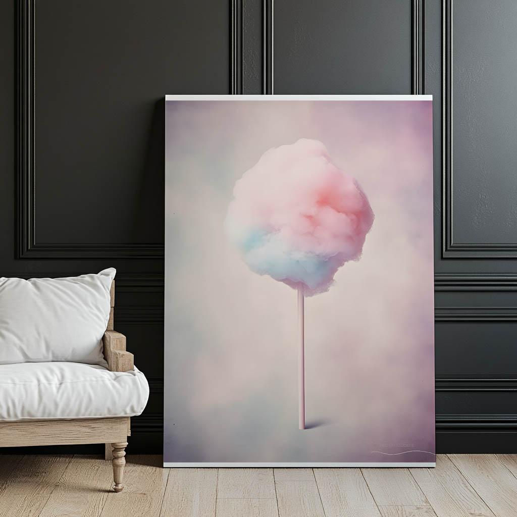 Pastelowa Wata Cukrowa Pastelowa Wata Cukrowa, 50X70 Cm, Bez Ramy, Płótno Premium Na Blejtramie