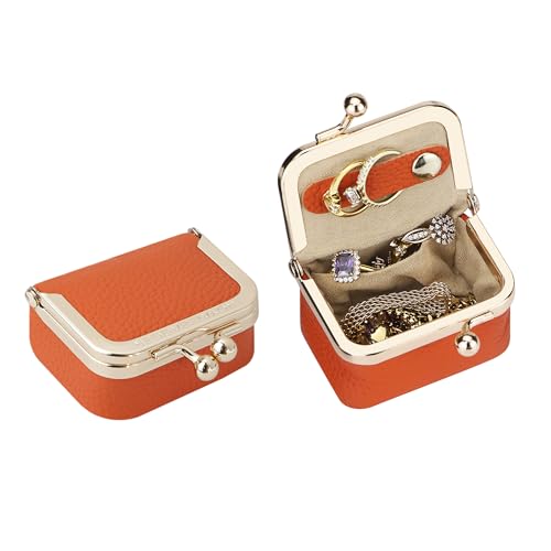 Royal Bagger Genuine Leather Mini Jewelry Box Women's Coin Purse Solid Color Kiss Lock Change Pouch Casual Style Small Storage Bag for Women 1894