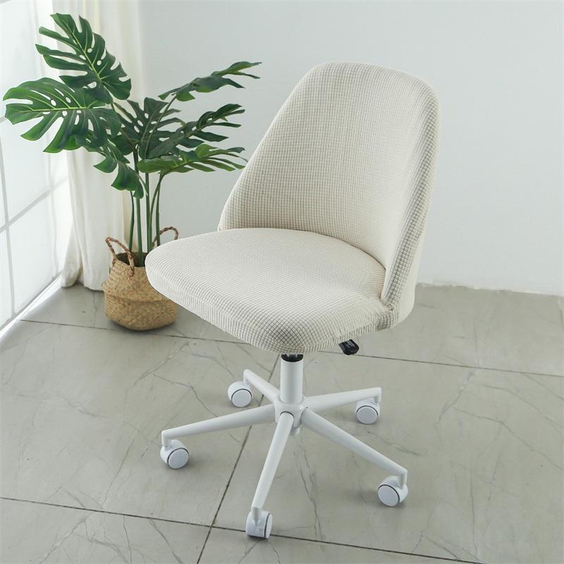 Polar Fleece Stretch Duckbill Chair Cover Curved Back Office Chair Cover Low Back Round Elastic Seat Slipcover Shell Chair Cover