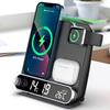Подставка для беспроводного зарядного устройства 3 в 1 для iPhone 14, 13, 12, 11 Pro Max Airpods iWatch, быстрая беспроводная зарядная станция, док-станция, светодиодные цифровые часы, термометр