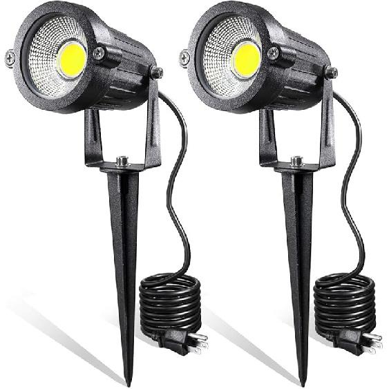 LED Landscape Lights,5W 120V AC Outdoor Pathway Garden Yard Spotlight,IP65 Waterproof Garden Flood Light,Outdoor Spotlight with Stake,UL Cord 5-ft