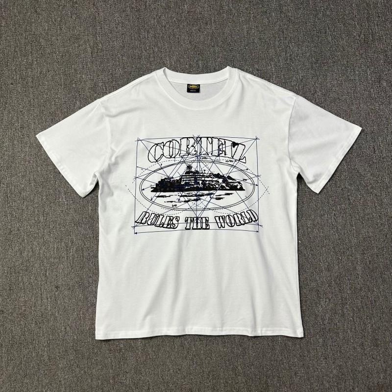 Cortez Phantom Letter Print Short Sleeve T-Shirt Couples Loose Fit Cotton Tee Teens Daily Wear