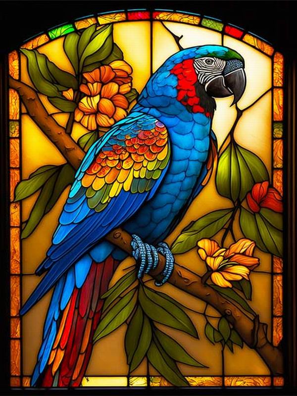 Витраж Алмазная картина Красочный попугай Diy Полный квадратный круглый дрель Горный хрусталь Вышивка Животные Птицы Мозаика Наборы для вышивки крестом Настенный декор
