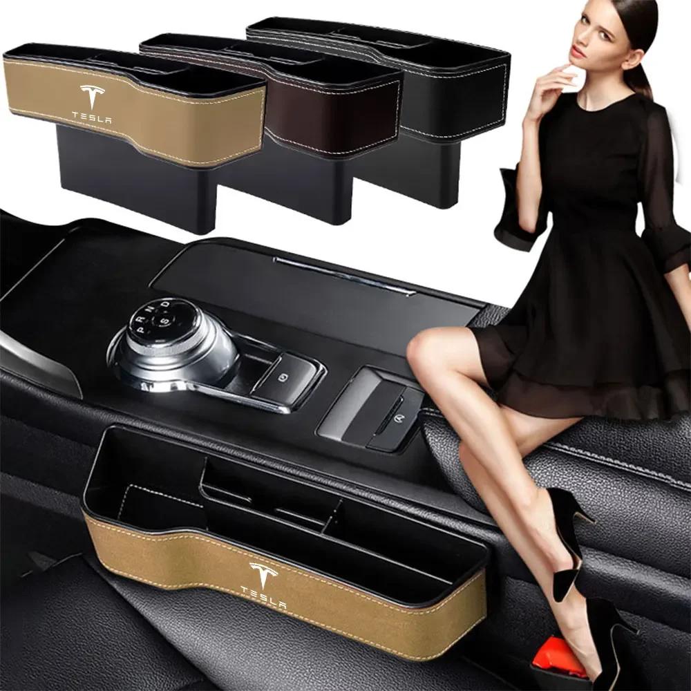 Car Sticker 2025 Hot For Tesla Model 3 Model Y S X Roadster Cybertruck Juguete SpaceX Car Leather Seat Crevice Storage Box Gap S