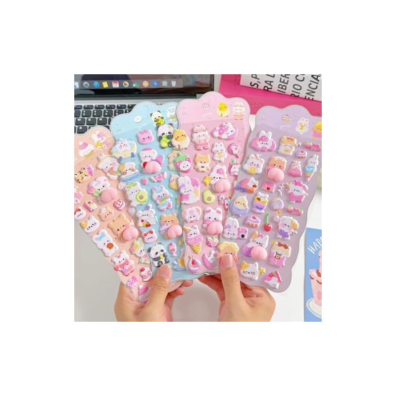 Cute 3D Stickers, Puffy Stickers, DIY Planner Stickers, Girls' Craft Supplies, Diary Stickers, Fluffy Decor, Kids Gifts, Reward Gifts (Set G)