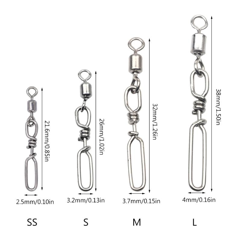10 шт. Высокопрочные вертлюжки с шарикоподшипником и застежкой, бочонки, коннекторы для приманок, клипса для морской и пресной воды