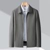 Spring and Autumn Jacket Men's Lapel Solid Color Wool Business Casual Middle-aged and Elderly Leading Cadres Dad Jacket