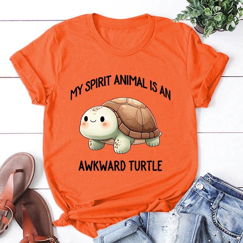 Мое тотемное животное - неуклюжая черепаха. Принтованная футболка. Мужские/женские топы. Футболки. Летняя прохладная свободная с коротким рукавом.