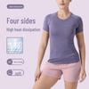 Ayollar uchun 2.0 Tez quriydigan Slim Fit Trikotaj Yoga Topi - Nafas oladigan, Yuqori Elastik, Qisqa Yengli Fitnes Maykasi