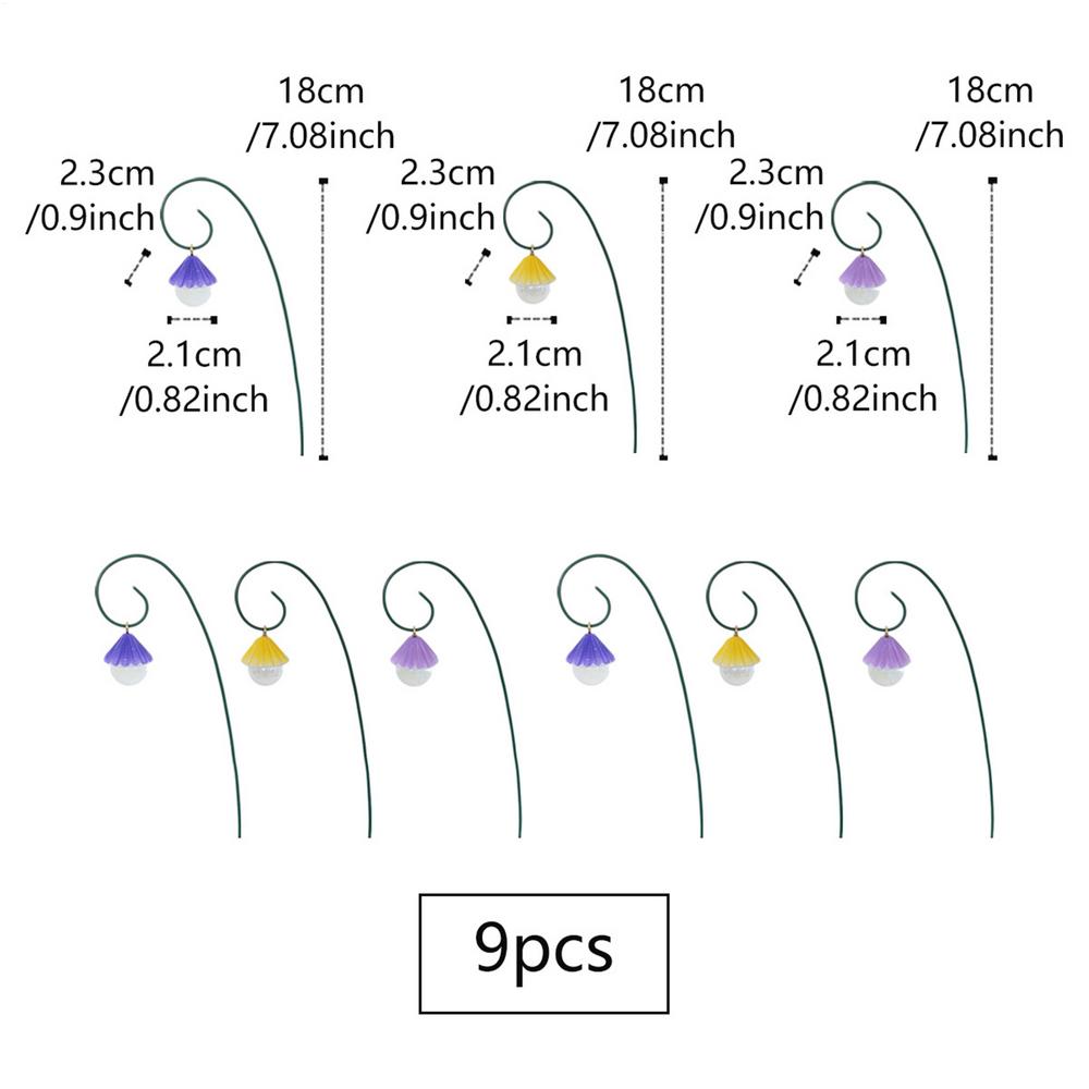 Декоративные колышки для сада 9 штук с полимерными балками-зонтиками Металлическое украшение для сада Для патио, лужайки, парка, клумбы