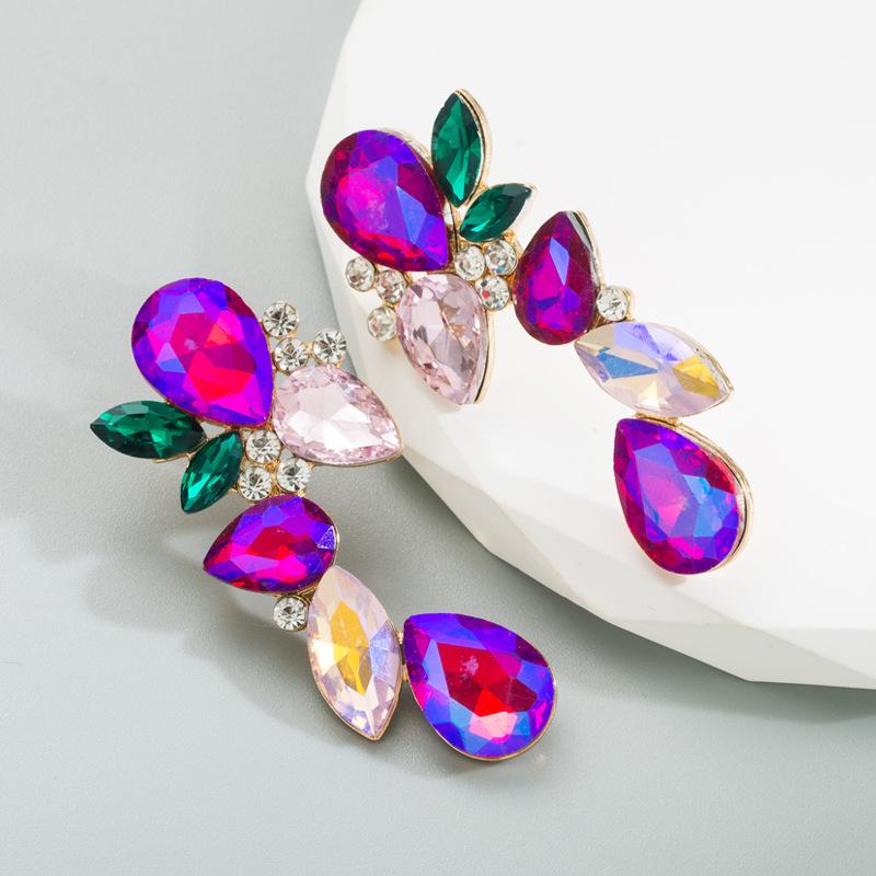 Женские серьги-капли в стиле ретро, ​​серьги-подвески из титанового стального сплава, акриловые красочные хрустальные листья в форме геометрических украшений для ушей