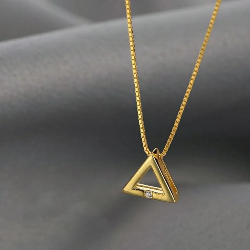 925 пробы стерлингового серебра блестящие двойные треугольные ожерелья с цирконием любовь круг подвески подарок для девушки коробка цепочка чокер ошейник ювелирные изделия