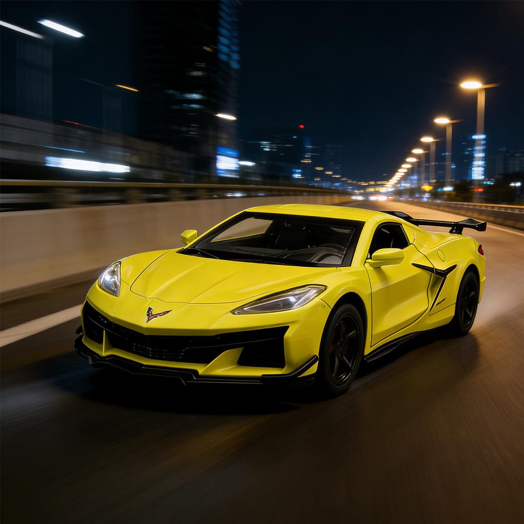 1:32 Chevrolet Corvette Z06 Суперкар Сплав Модель Автомобиля Звук и Свет Оттяжка Детская Игрушка Коллекционные items Подарок на День Рождения