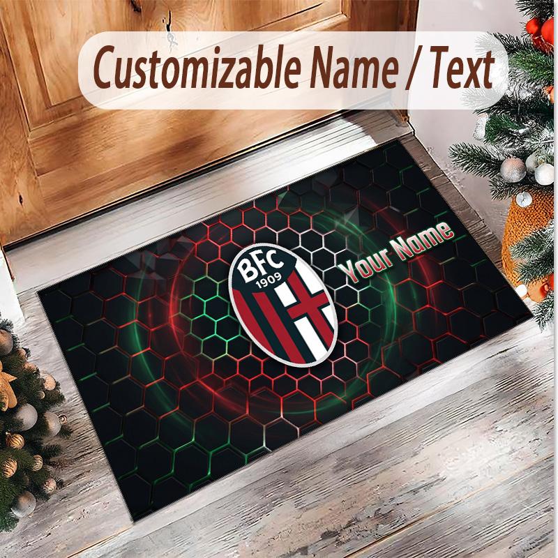 Personalized Crystal Velvet Carpet Bologna FC Pattern Non Slip Floor Rug