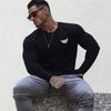 Muscleguys, осенняя новая мужская хлопковая футболка с круглым вырезом и длинными рукавами, модные топы с логотипом и буквенным принтом, одежда для фитнеса