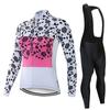 Autumn Riding Bicycle Jerseys Cycling Clothing Set Women Long Sleeve Black Bib Pants Bicycle Clothes Suit
