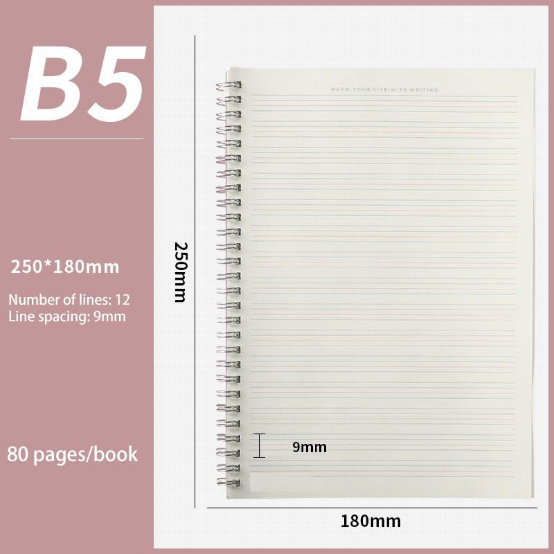 A5/B5/A4 Spiral Coil Notebook Horizontal Grid Blank Notepad Frosted Student Diary Sketchbook School Supplies Stationery