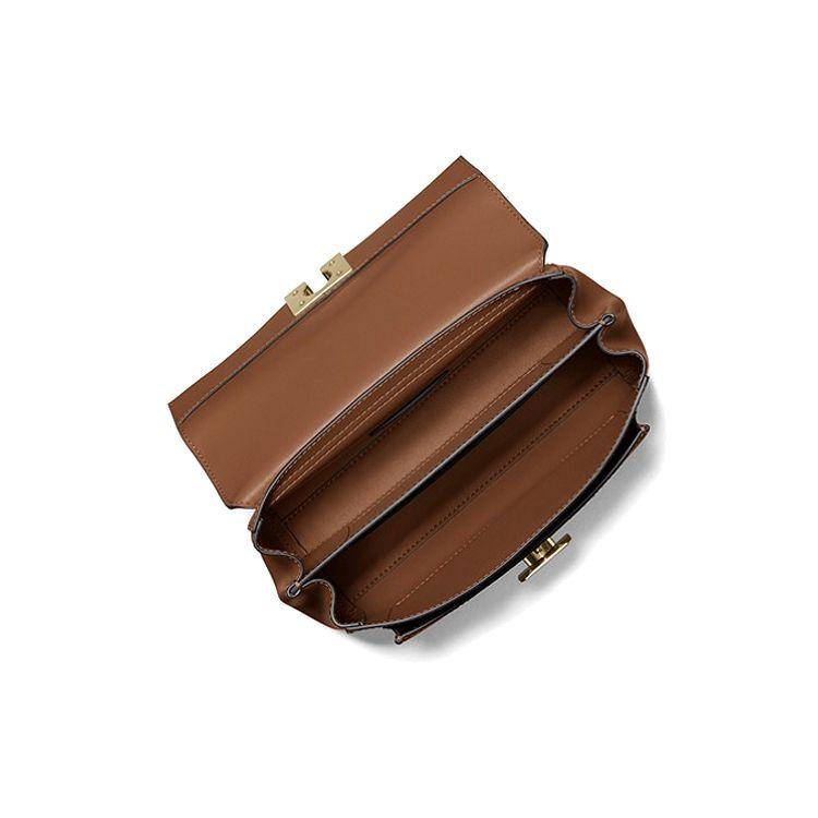 Michael Kors Lita Дорожная Сумка на Цепочке с Клапаном Золотая Пряжка Кожаная Сумка Через Плечо Средняя Женские сумки Коричневый 35T0GXPL2O-230